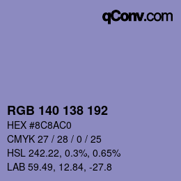 Color code: RGB 140 138 192 | qconv.com