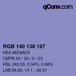 Código de color: RGB 140 138 197 | qconv.com