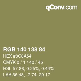Farbcode: RGB 140 138 84 | qconv.com