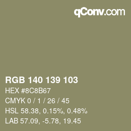 カラーコード: RGB 140 139 103 | qconv.com