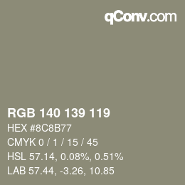 カラーコード: RGB 140 139 119 | qconv.com