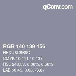 颜色代码: RGB 140 139 156 | qconv.com