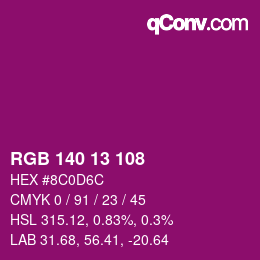 颜色代码: RGB 140 13 108 | qconv.com