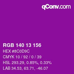 颜色代码: RGB 140 13 156 | qconv.com