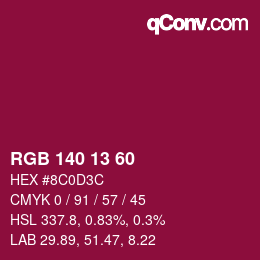 颜色代码: RGB 140 13 60 | qconv.com