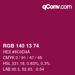 颜色代码: RGB 140 13 74 | qconv.com