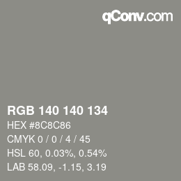 Código de color: RGB 140 140 134 | qconv.com