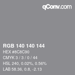 カラーコード: RGB 140 140 144 | qconv.com