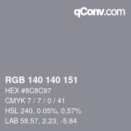 Color code: RGB 140 140 151 | qconv.com