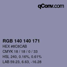 Color code: RGB 140 140 171 | qconv.com