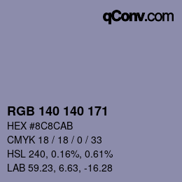 カラーコード: RGB 140 140 171 | qconv.com