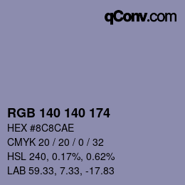 Color code: RGB 140 140 174 | qconv.com