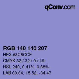 Color code: RGB 140 140 207 | qconv.com