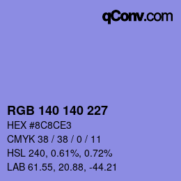 Color code: RGB 140 140 227 | qconv.com