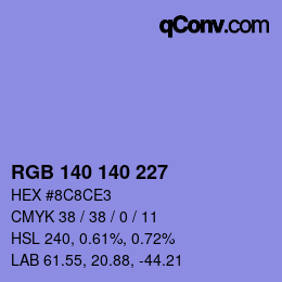 カラーコード: RGB 140 140 227 | qconv.com