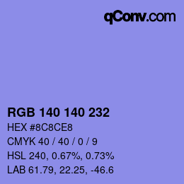 カラーコード: RGB 140 140 232 | qconv.com