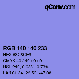 Color code: RGB 140 140 233 | qconv.com