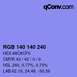 カラーコード: RGB 140 140 240 | qconv.com