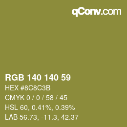 カラーコード: RGB 140 140 59 | qconv.com