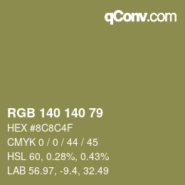 Color code: RGB 140 140 79 | qconv.com