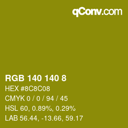 カラーコード: RGB 140 140 8 | qconv.com