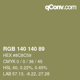 Color code: RGB 140 140 89 | qconv.com