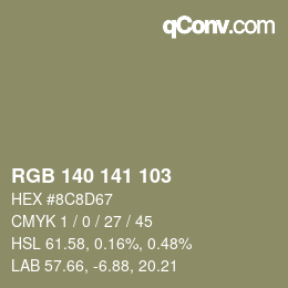 颜色代码: RGB 140 141 103 | qconv.com