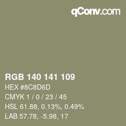 Código de color: RGB 140 141 109 | qconv.com