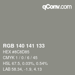 カラーコード: RGB 140 141 133 | qconv.com