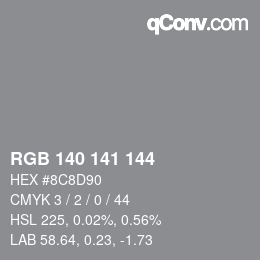 Color code: RGB 140 141 144 | qconv.com