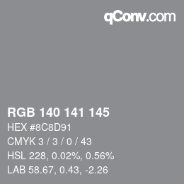 Color code: RGB 140 141 145 | qconv.com