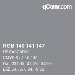 Code couleur: RGB 140 141 147 | qconv.com