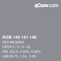 カラーコード: RGB 140 141 148 | qconv.com