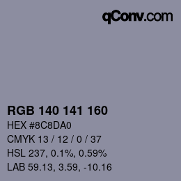 Color code: RGB 140 141 160 | qconv.com