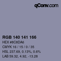 Código de color: RGB 140 141 166 | qconv.com
