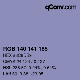 Color code: RGB 140 141 185 | qconv.com