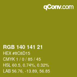 カラーコード: RGB 140 141 21 | qconv.com