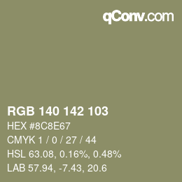 カラーコード: RGB 140 142 103 | qconv.com