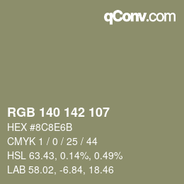 颜色代码: RGB 140 142 107 | qconv.com