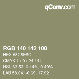 Color code: RGB 140 142 108 | qconv.com