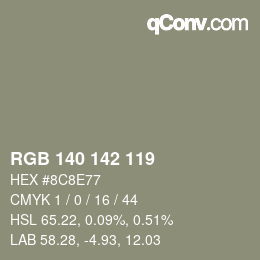颜色代码: RGB 140 142 119 | qconv.com
