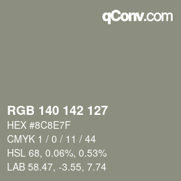 Color code: RGB 140 142 127 | qconv.com