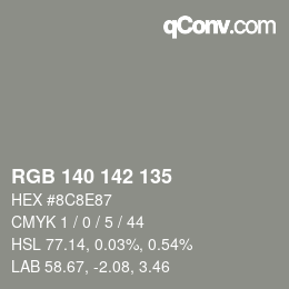 Color code: RGB 140 142 135 | qconv.com