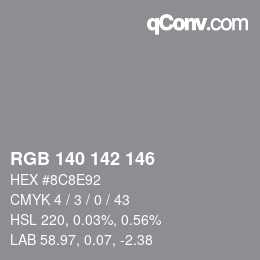 颜色代码: RGB 140 142 146 | qconv.com