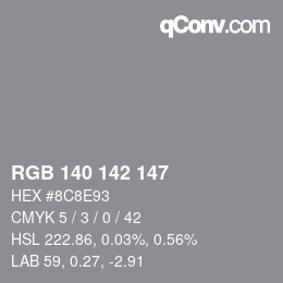 Farbcode: RGB 140 142 147 | qconv.com