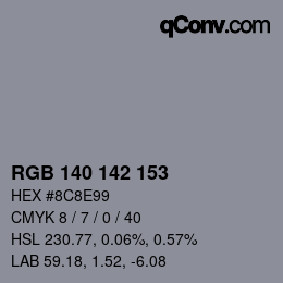 Color code: RGB 140 142 153 | qconv.com