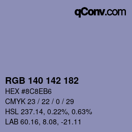 颜色代码: RGB 140 142 182 | qconv.com
