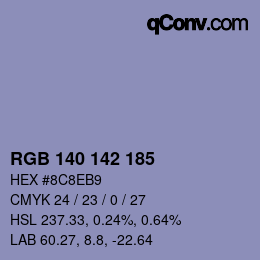 Color code: RGB 140 142 185 | qconv.com