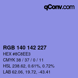 カラーコード: RGB 140 142 227 | qconv.com