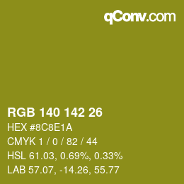 Color code: RGB 140 142 26 | qconv.com